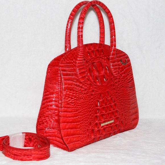 BRAHMIN Rosetta Satchel Red Sriracha Melbourne Purse Tote Crossbody Bag NWT - Picture 3 of 7